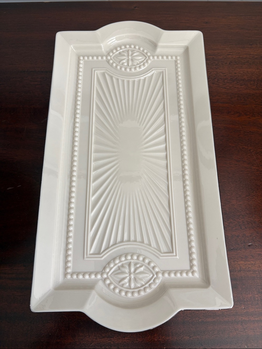 Vintage Lenox Forum Collection ivory porcelain serving tray 13 1/2” x 7”